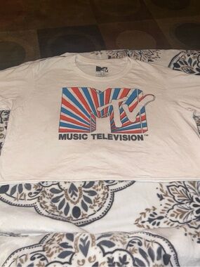 MTV White Graphic Tee with Black Logo
